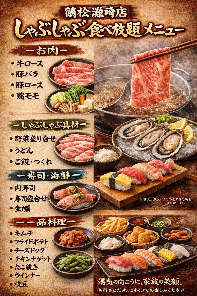 【鶴松 灘崎店】2月より新・焼肉宴会コース始動!選べる「焼肉&しゃぶしゃぶ食べ放題」プランも充実!